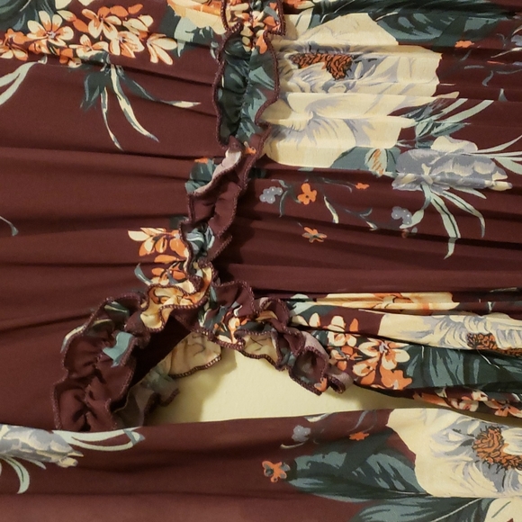 Vici exclusive x fate grape floral mock neck,  pleated dress Small - Picture 6 of 11